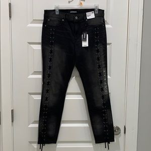 NWT Express faded jeans with lacing!
